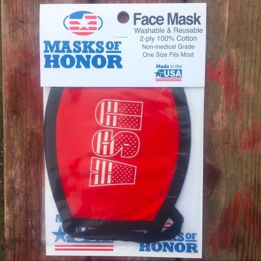 RED USA COTTON FACE COVERING PATRIOTIC 2 ply - Picture 1 of 5